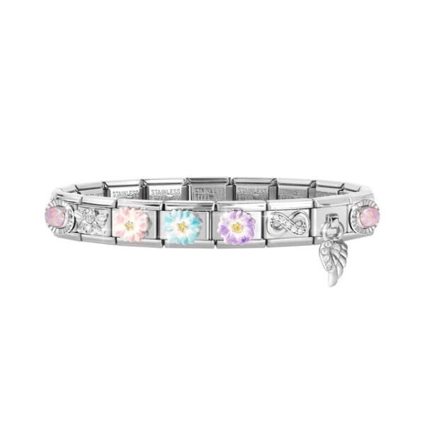Bracciale Composable Classic con Link in Argento e Cubic Zirconia con Fiori