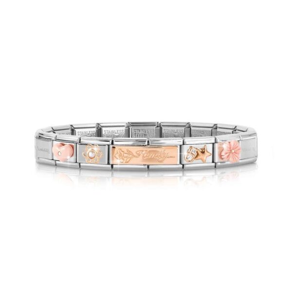 Bracciale Composable Classic con Link in Oro rosa e corallo Family