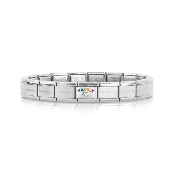 Bracciale Composable Classic Scritta Famiglia colorata e Cuore