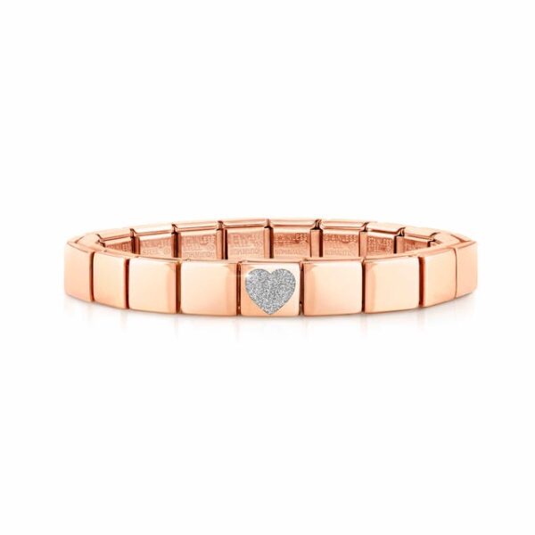 Bracciale Composable GLAM Cuore Glitter Oro rosa