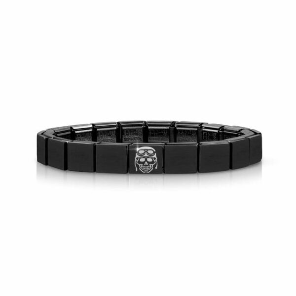 Bracciale Composable GLAM Nero Teschio Motociclista